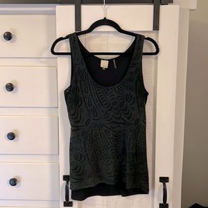 ecru soft black perforated leather tank